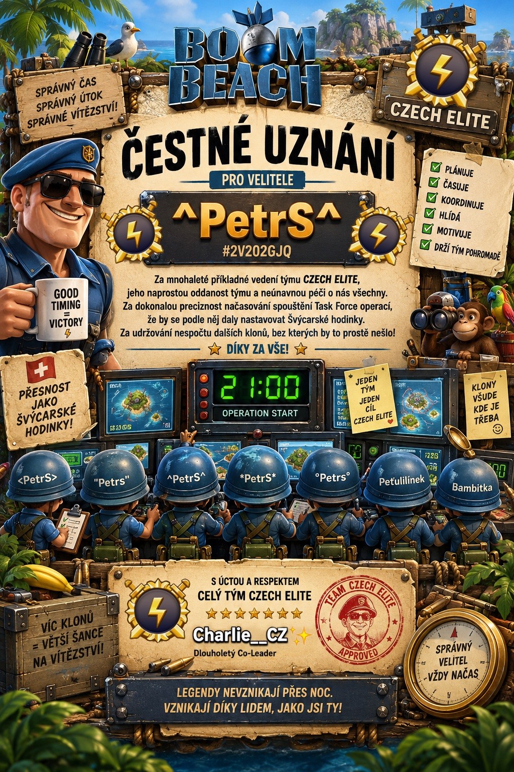 Čestné uznání pro velitele ^PetrS^ v týmu CZECH ELITE